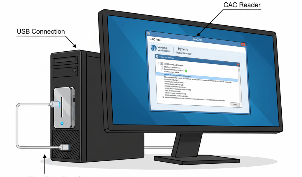 CAC smart card reader virtual machine setup