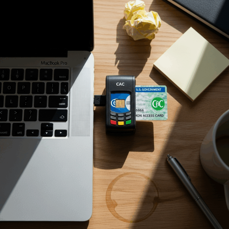 cac smart card reader plugged into laptop usb port with a mi 20260326 073157