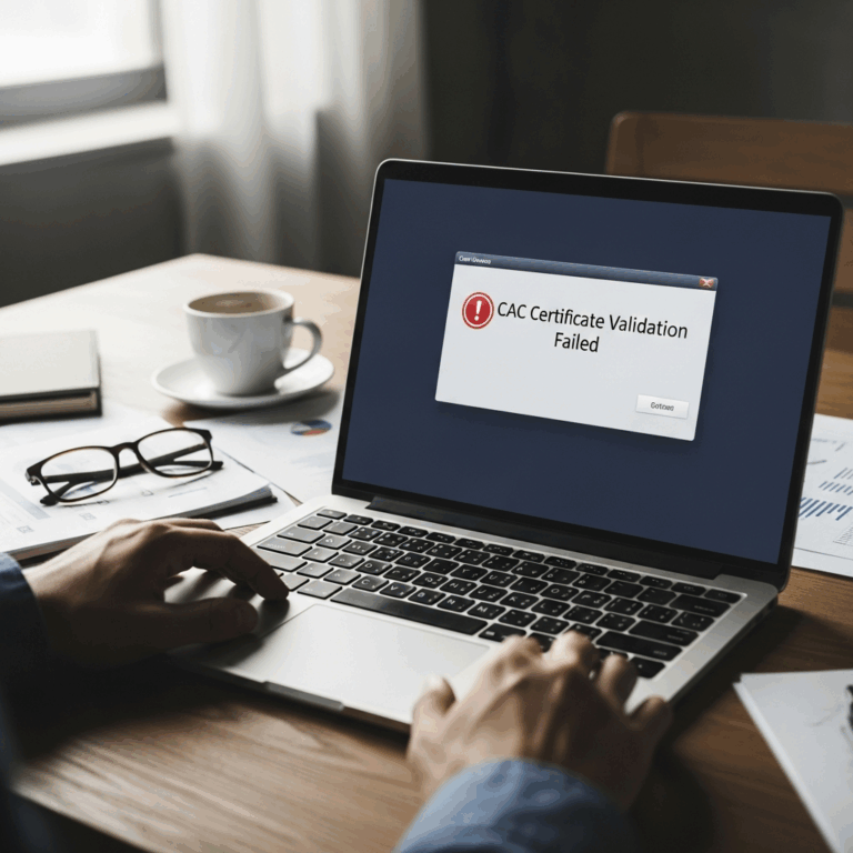 Professional photograph related to: CAC Certificate Validation Failed — 5 Fixes. High quality, edito